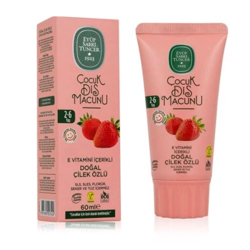 Eyüp Sabri Tuncer Doğal Çilek Özlü 2-6 Yaş Çocuk Diş Macunu 60 Ml