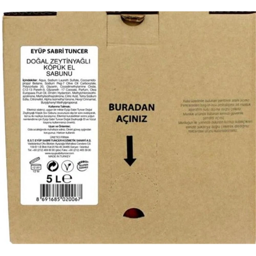 Eyüp Sabri Tuncer Zeytinyağlı Sabun 5lt Bag In Box Endüstriyel