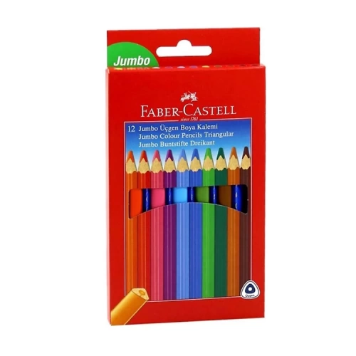 Faber-Castel Jumbo Üçgen Kuru Boya Tam Boy 12 Renk