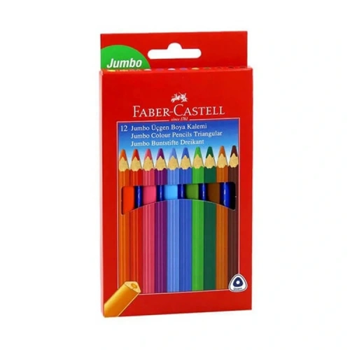Faber-castell Kuru Boya Jumbo Tam Boy Üçgen Beyaz 12 Renk 5173 116616