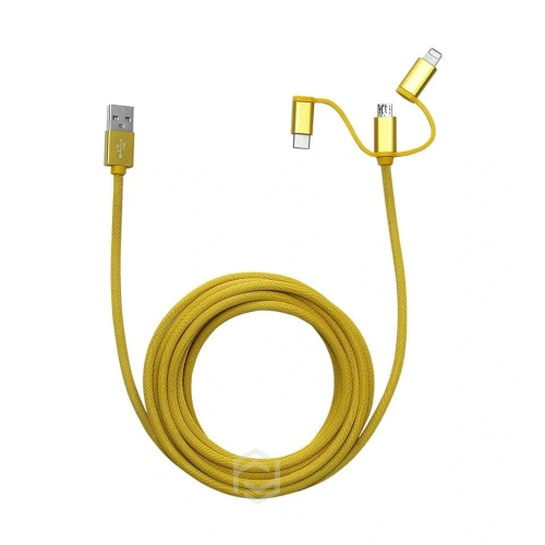 Frisby Fa-7556uc Örgülü 3mt Usb Data - Şarj Kablo (ios-android-type-c) Sarı