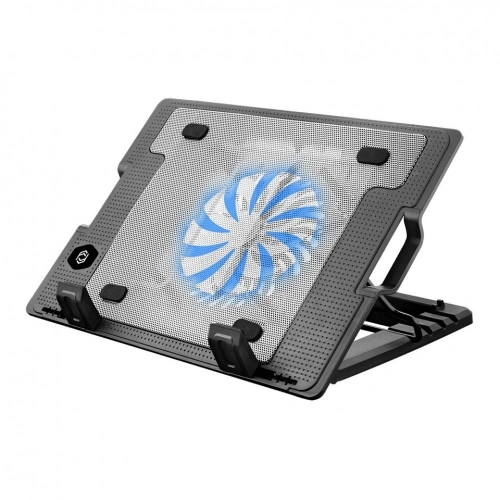 FRISBY FNC-37ST 14cm Fan, 10"-17" Notebook Soğutucu, 5 Kademeli Stand, Mavi Ledli (Siyah)