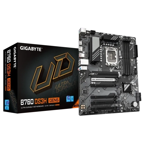 GIGABYTE B760 DS3H GEN5, 4xDDR5, 2xM.2, DP, HDMI, Type-C, 13-14.Nesil, LGA1700 Soket, Anakart