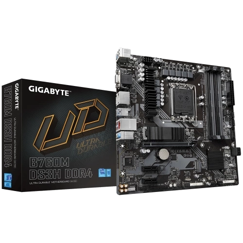 GIGABYTE B760M DS3H DDR4, rev.1.0, 4xDDR4, 2xM.2,  2xDP, HDMI, VGA, 12-13-14.Nesil, LGA1700 Soket, Anakart