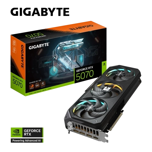 GIGABYTE GV-N5070GAMING OC-12GD, RTX5070, GAMING OC, 12Gb, GDDR7, 192BIT, 3 Fanlı, 1xHDMI, 3xDP, RGB GAMING Ekran KARTI