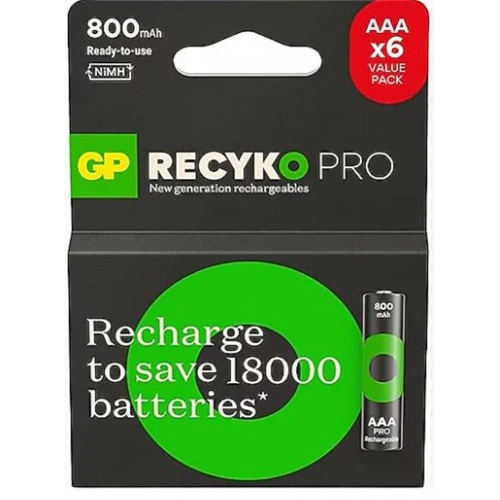 Gp Aaa 850 Mah Şarjlı İnce Kalem Pil  4+2li Paket Recyko Gphch83bok