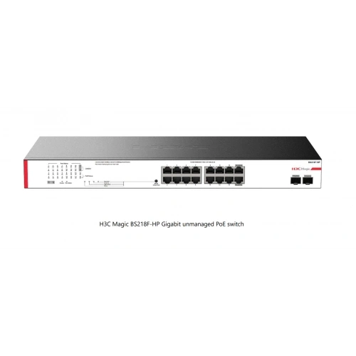 H3c Magic Bs218f-hp, 18 Port, Gigabit, 16 Port Poe, 225w, 2 Port Gigabit Uplink, +2 Port Gigabit Sfp, Metal Kasa, Yönetilemez, Rack Mount Switch