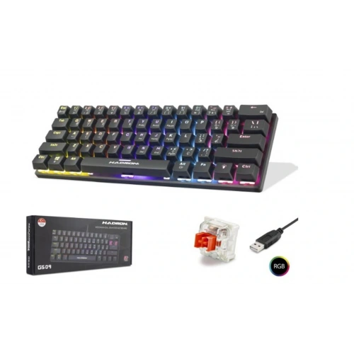 Hadron G509R Kablolu Oyuncu Mini Klavye Mekanik Red Switch Rgb Q Siyah