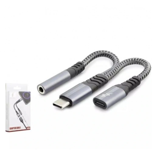 Hadron Gj-018 Type-c To 3.5mm + Type-c F Kablo Car Şarj 100w Siyah