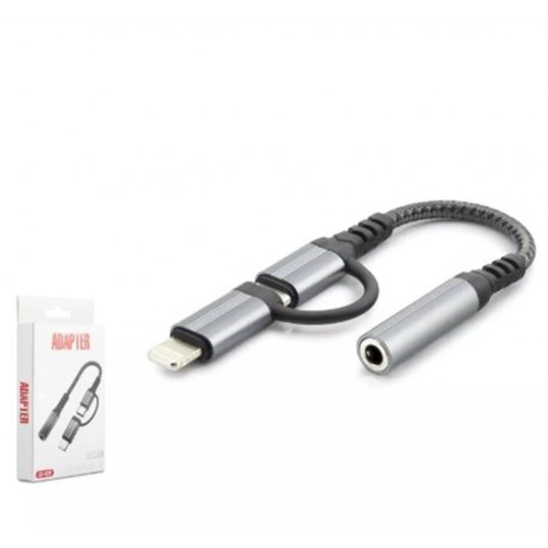 Hadron Gj-026 Type-c + Lightning To 3.5mm F Kablo Siyah