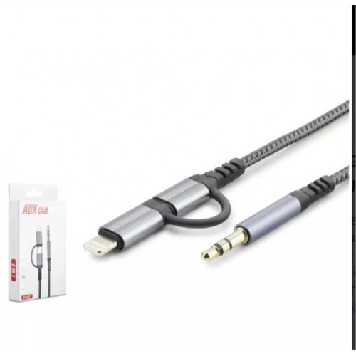 Hadron Gj-027 3.5mm To Type-c + Lıghtnıng Kablo Aux Car Siyah