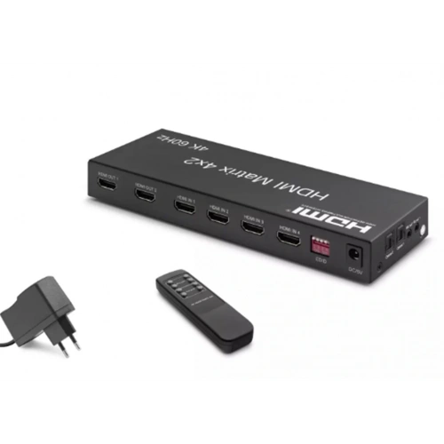 Hadron Hdx1334 Hdmi Switch & Splitter 4-In 2-Out Matrix Siyah 4K HDMI Girişi: 4 HDMI Çıkışı: 2