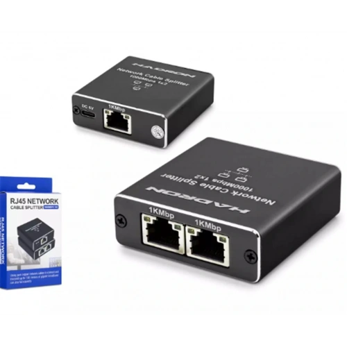 Hadron Hdx1347 100mt Network Splitter Gigabit Rj45 1000mbps 1-ın 2-out Siyah