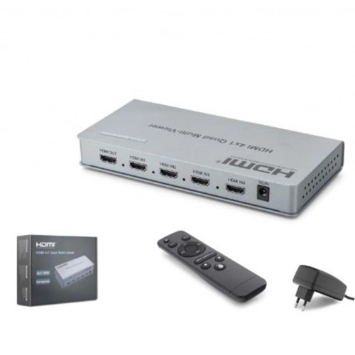 Hadron Hdx1436 Hdmı Quad Multi Viewer Kumandalı 4 Giriş 1 Çıkış Gri