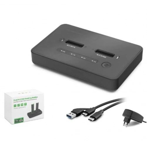 Hadron Hdx1796 Dual M.2 Ssd Disk Docking Station Nvme-sata Çapraz Klonlama Destekli - Siyah