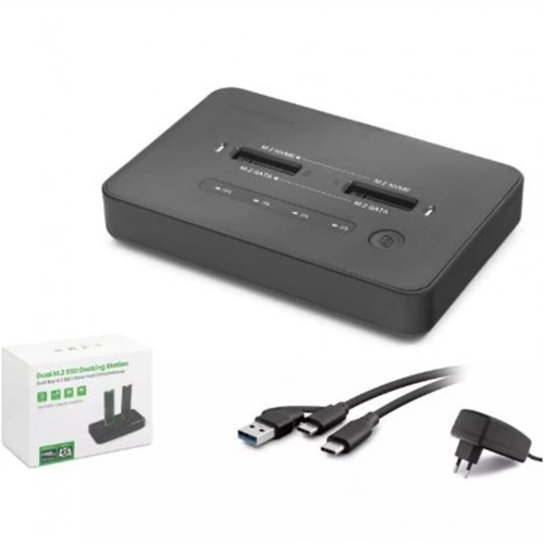 Hadron Hdx1797 Dual M.2 Ssd Disk Docking Station Nvme-nvme Sata-sata Klonlama Destekli - Siyah