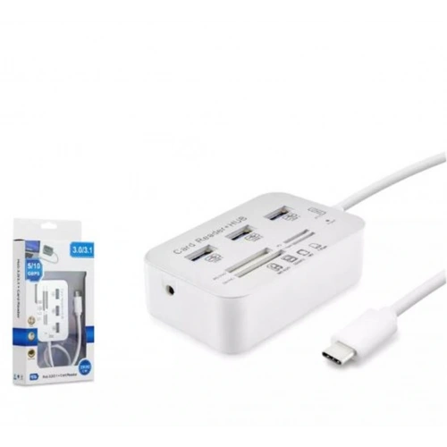 Hadron Hdx7029 Type-c Hub Combo 3-usb3.0 + Ms + Sd + M2 + Tf 20cm 7ın1 Beyaz