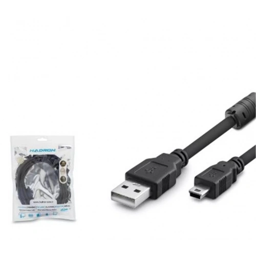 Hadron Hdx7523 Usb Mini V3-5pin To Usb Kablo 3m Siyah