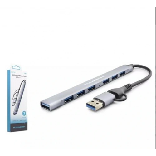 Hadron Hdx7857 Usb + Type-C Hub 7In1 1-Usb3.0 6-Usb2.0 Gri
