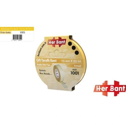 Her Bant Çift Taraflı Bant Askılı 15x25 Mt 1001