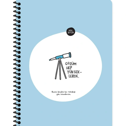 Hisli Şeyler Stickerli Defter Gözüm Yükseklerde 16,5x22,5 80 Yp Kar.