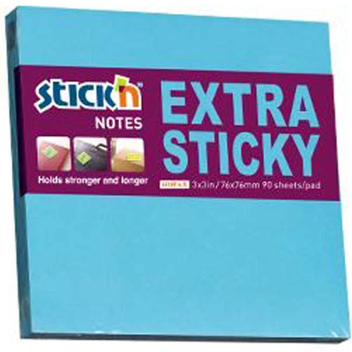 Hopax Stıckn Yapışkanlı Not Kağıdı Extra 90 YP 76x76 Neon Mavi HE21673