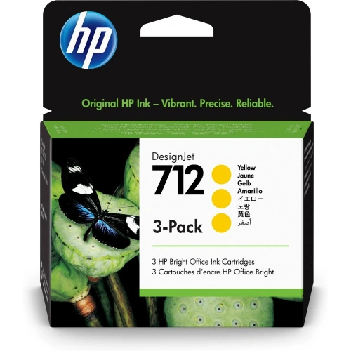 Hp 712 Yellow Sarı 29ml 3lü Paket Plotter Kartuşu 3ed79a