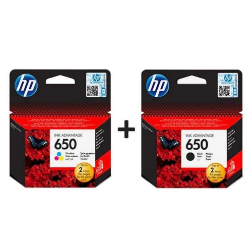 Hp Cz101ae + Cz102ae 650 Siyah + Renkli Kartuş Seti