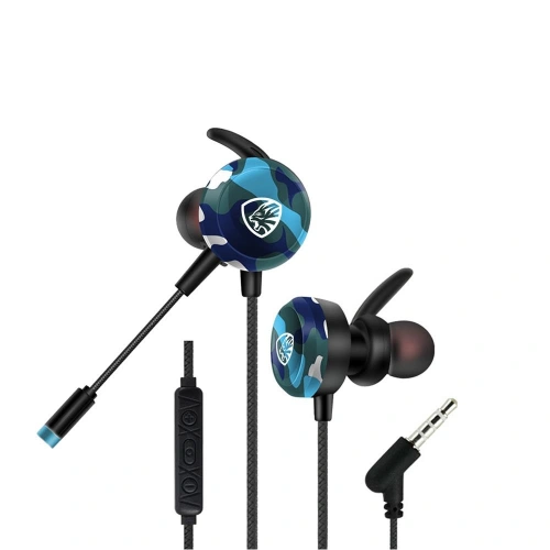 Hytech Hy-gk4 3,5 Oyuncu Esnek Mikrofonlu Mavi Kamuflaj Kulakiçi Kulaklık