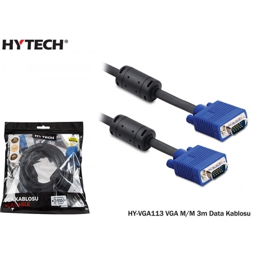HYTECH HY-VGA113, 15Pin, İki Ucu Erkek, 3mt, VGA Kablosu