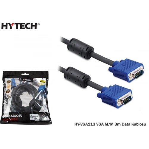Hytech Hy-vga113, 15pin, İki Ucu Erkek, 3mt, Vga Kablosu