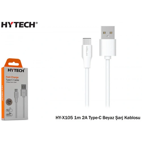 Hytech Hy-x105 1m 2a Type-c Beyaz Şarj Kablosu