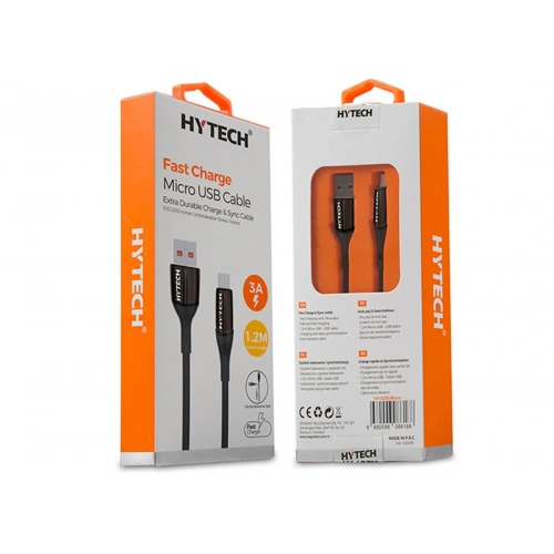 Hytech Hy-x250 3a Micro Usb 1,2m Siyah Data + Sarj Kablosu