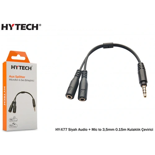 Hytech Hy-x77 Siyah Audio + Mic To 3,5mm 0.15m Kul