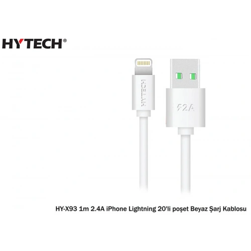Hytech Hy-x93 1m 2.a İphone Lightning Beyaz Şarj Kablosu