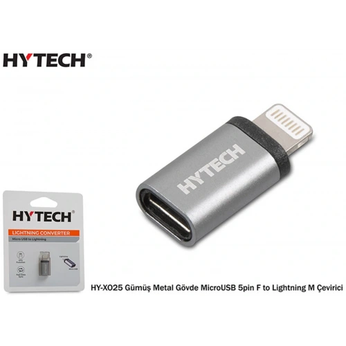 Hytech Hy-xo25 Gümüş Metal Gövde Microusb 5pin F To Lightning M Çevirici