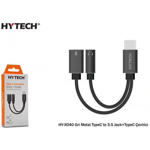 Hytech Hy-xo40 Gri Metal Typec To 3.5 Jack+typec Çevirici