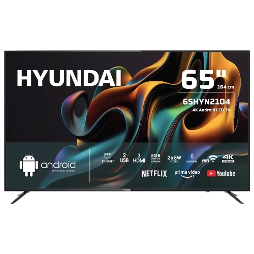 HYUNDAI 65HYN2104, 65" 165cm, 4K Ultra HD, Dahili Wi-Fi, Dahili Uydu Alıcılı, Android Led Televizyon