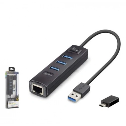 İetop Rj4503 Usb Type-c 3.2 Gen1 Combo Anahtarlı Hub Gigabit Lan 4 Port 5 Gbps Siyah