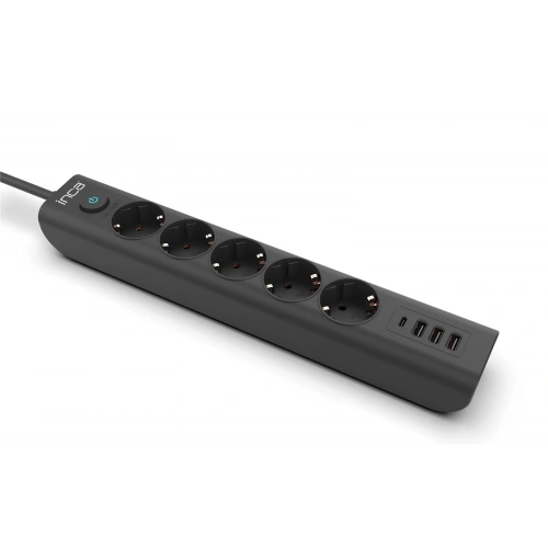 Inca Ipw-44tu 5li 1,5mt Siyah 3usb+typ-c Akım Korumalı  Led Tuşlu Priz