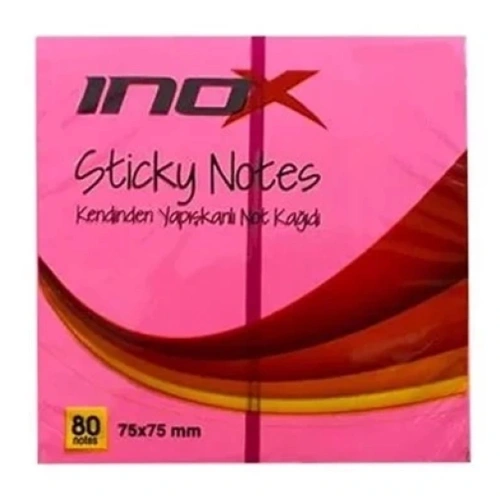 Inox Yapışkanlı Not Kağıdı Şeffaf 75x75 Pembe 09667