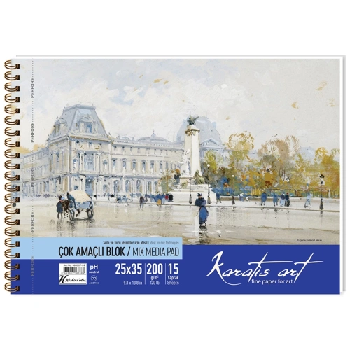 Karatis Resim Blok Spiralli Art 200 Gr 25x35 15 Yp