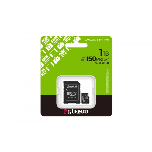 Kingston Sdcs3-1tb 1tb Microsdxc Canvas Select Plus Gen3 150mb-s A1 Card + Adapter Hafıza Kartı