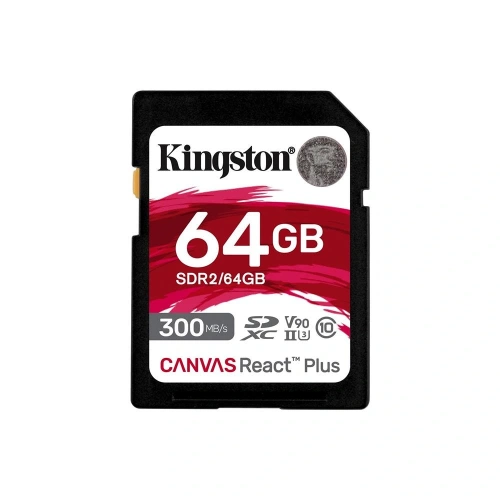 Kingston Sdr2-64gb Canvas React Plus Sdxc Uhs-ıı 300r-260w U3 V90 For Full Hd-4k-8k Hafıza Kartı