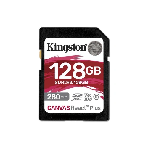 Kingston Sdr2v6-128gb Canvas React Plus Sdxc Uhs-ıı 280r-100w U3 V60 For Full Hd-4k Sd Hafıza Kartı