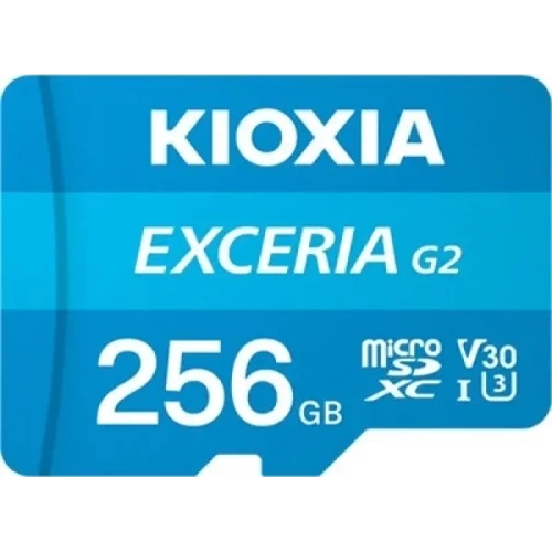KIOXIA 256GB ExceriaG2, LMEX1L256GG2, U1 V30 4K,  CL10, 100Mb/s, MicroSD Kart Bellek (SD Adaptörlü)
