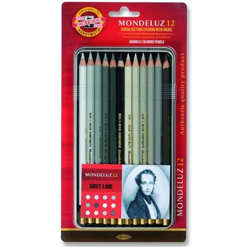 Koh-ı Noor Set Aquarel Pencils Gey Line 3722 12