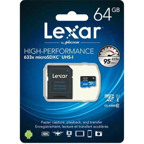 Lexar 64gb C10 A1 V30 U3  Hafıza Kartı + Adaptör