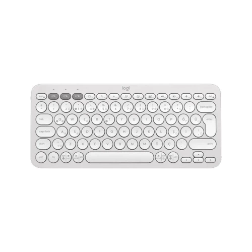 LOGITECH K380S, Pebble Keys 2,  Beyaz, 920-011860, Bluetooth, Türkçe, Q, Multimedya, Mini Klavye