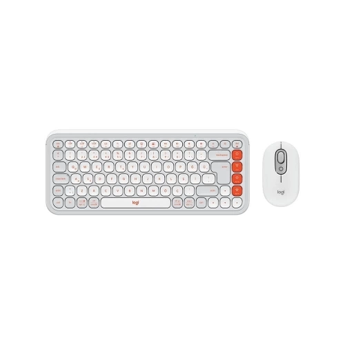 LOGITECH POP ICON COMBO, Beyaz-Turuncu, 920-013076, Kablosuz, Türkçe Q, Klavye Mouse Set